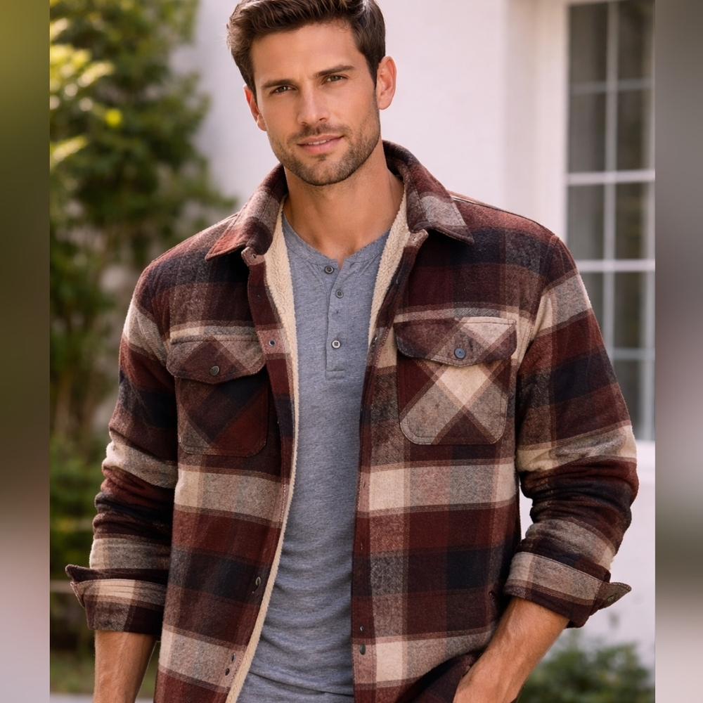 Grizzly Mountain Plaid Sherpa Lined Shirt Jacket M/M